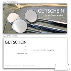 PZR-Gutscheine, Motiv Spiegelgalerie mit Praxisadresse 