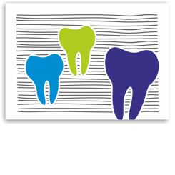 Recallkarten, Motiv "Dreierlei" in Blau, Orange, Violett 