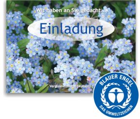 Recallkarten "Vergissmeinnicht", Umweltsiegel 