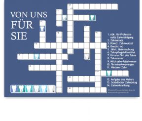 Recallkarten, Motiv Kreuzworträtsel, zentrierter Text 