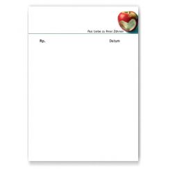 Rezeptblock mit Adresse, Motiv Herzapfel 