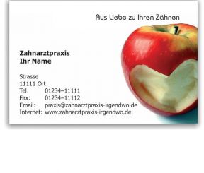 Praxisvisitenkarten, Motiv Herzapfel 