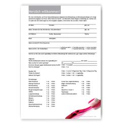 Anamnesebogen, Motiv Zahnbürste 