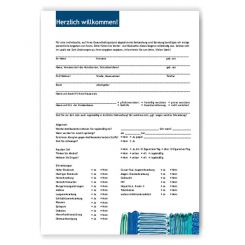 Anamnesebogen, Motiv Zahnpasta-Collage 