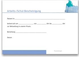 Atteste für Schule und Arbeitgeber, Motiv Putzbereit 