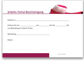 Atteste für Schule und Arbeitgeber, Motiv Zahnbürste 
