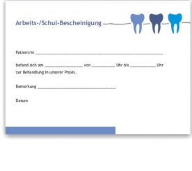 Atteste für Schule und Arbeitgeber, Motiv Service; Blau 