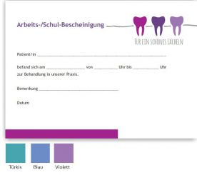 Atteste für Schule und Arbeitgeber, Motiv Service; Violett 
