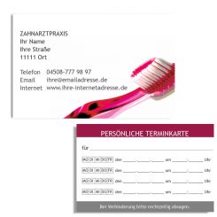 Terminkarte mit Adresse, Motiv Zahnbürste 