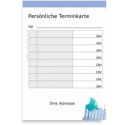 Terminzettelblock mit Praxisadresse,  Putzbereit 