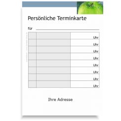 Terminzettelblock mit Praxisadresse, Motiv Frische 