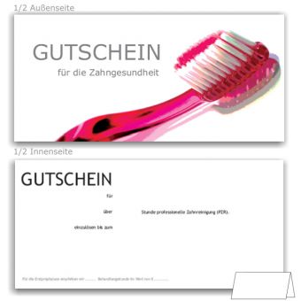PZR-Gutscheine, Motiv Zahnbürste mit Praxisadresse 