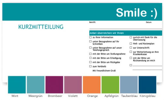 Kurzbrief, Motiv Smile, Farbauswahl 