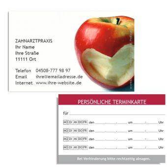 Terminkarte mit Adresse, Bildmotiv Herzapfel 