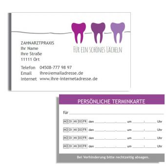 Terminkarte mit Adresse, Motiv Service in Violett 